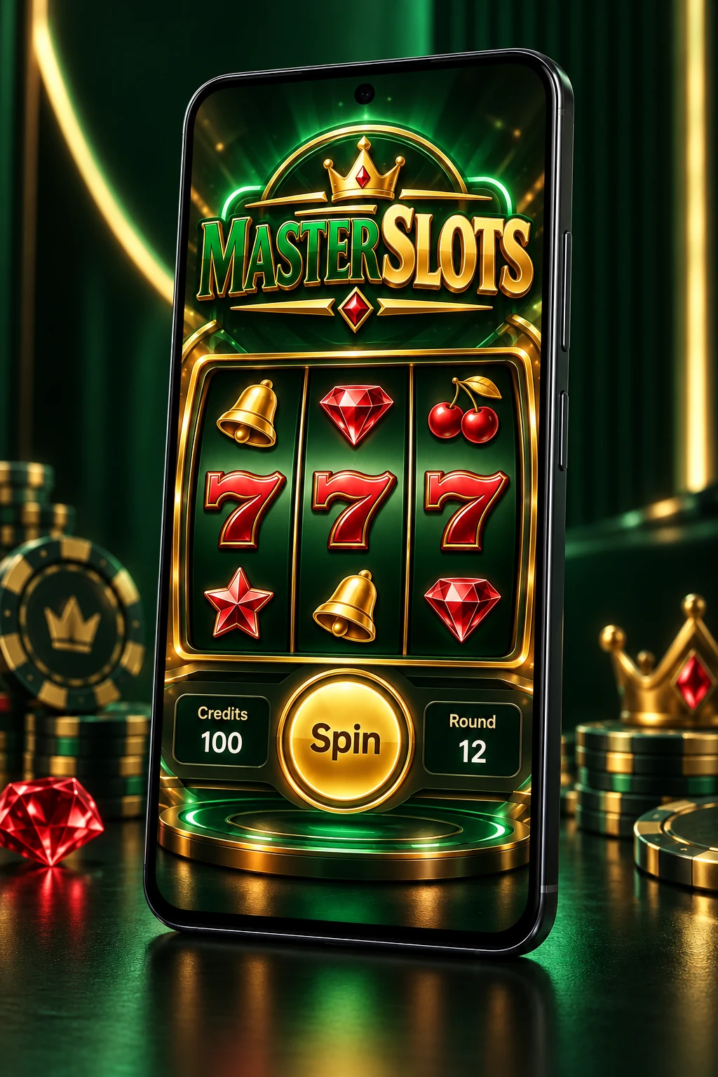 Original emerald-and-gold Master Slots Android concept